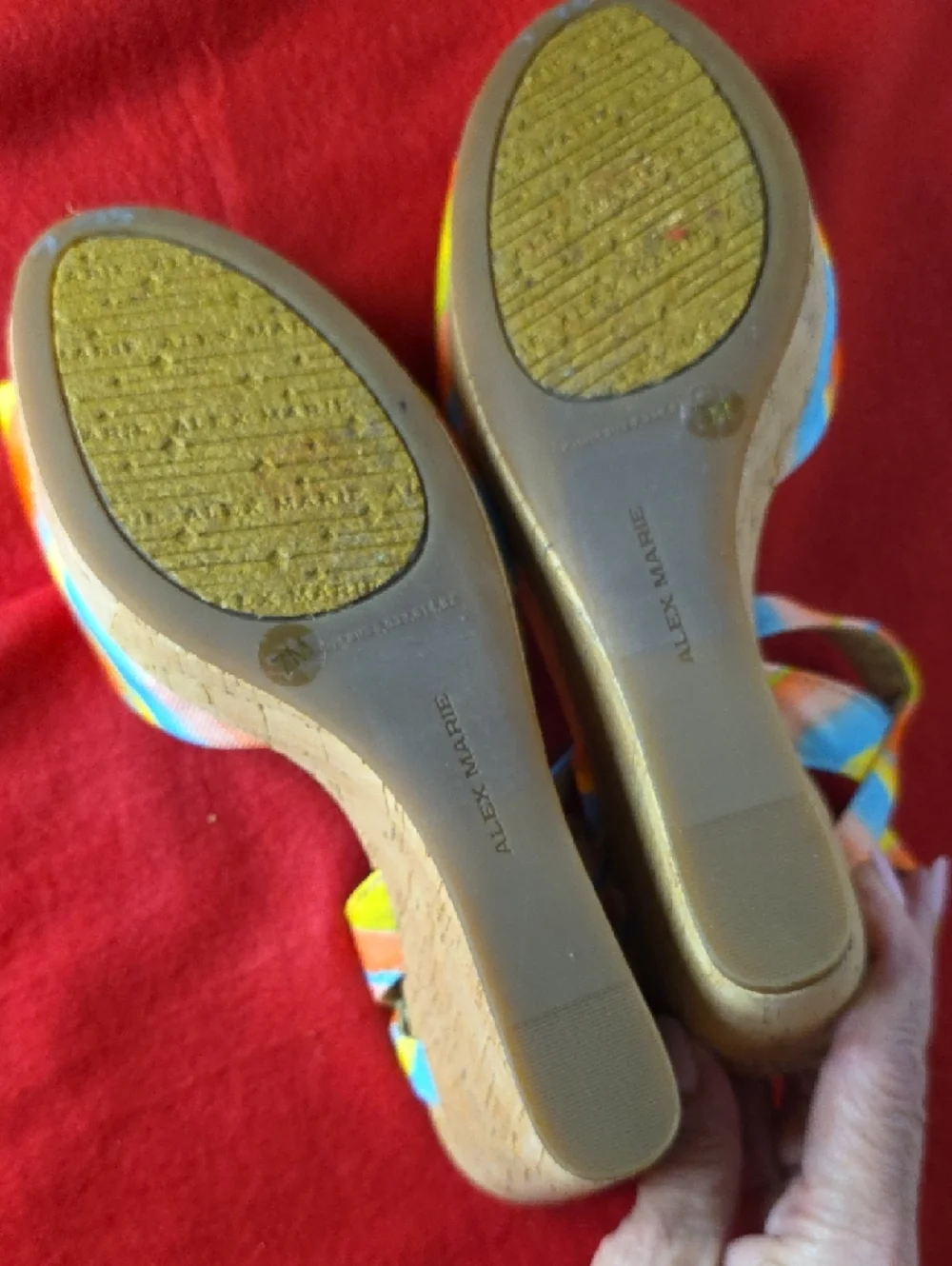 Alex Marie Claramir‎ Rainbow Striped Cork Wedge Sandals - 7M